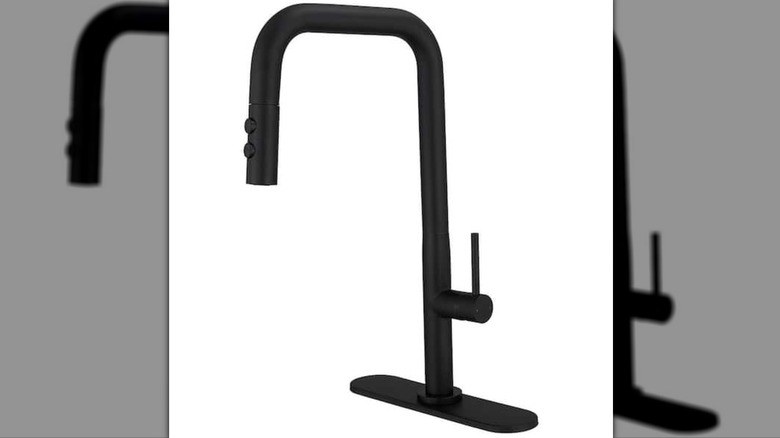 black matte industrial kitchen faucet