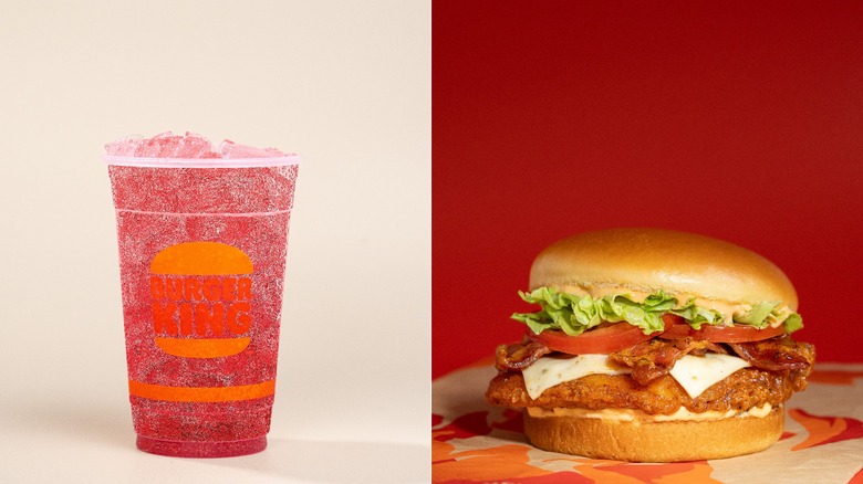 Burger King Fiery Menu drink and chicken sandwich