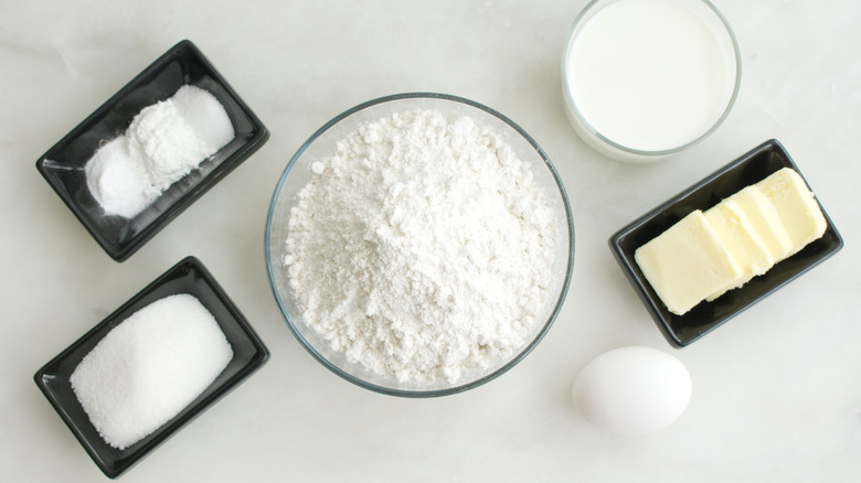 buttermilk powder, flour, eggs, and other ingredients