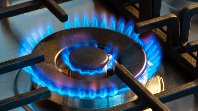 gas stove burner burning