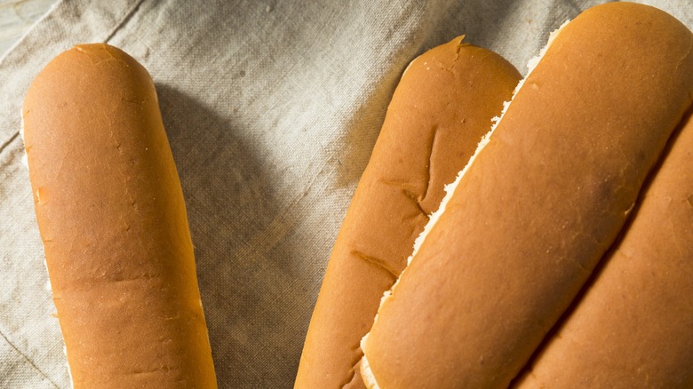 Stack of hot dog buns