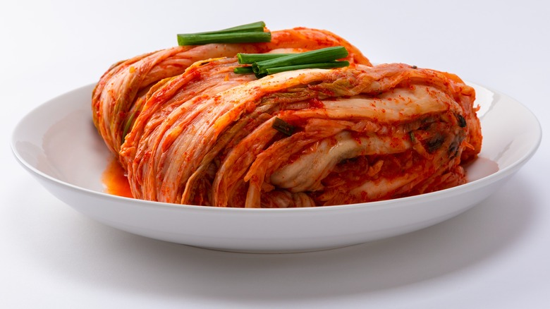 fresh kimchi sitting on plate