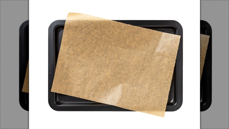 Parchment paper on baking sheet