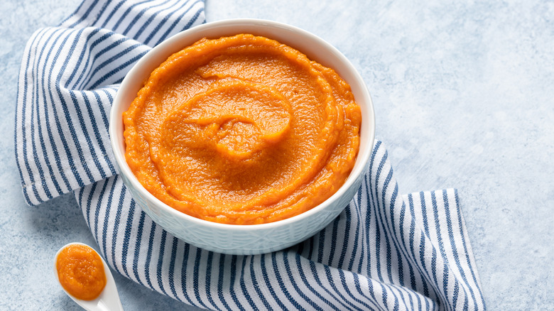 Bowl of carrot puree