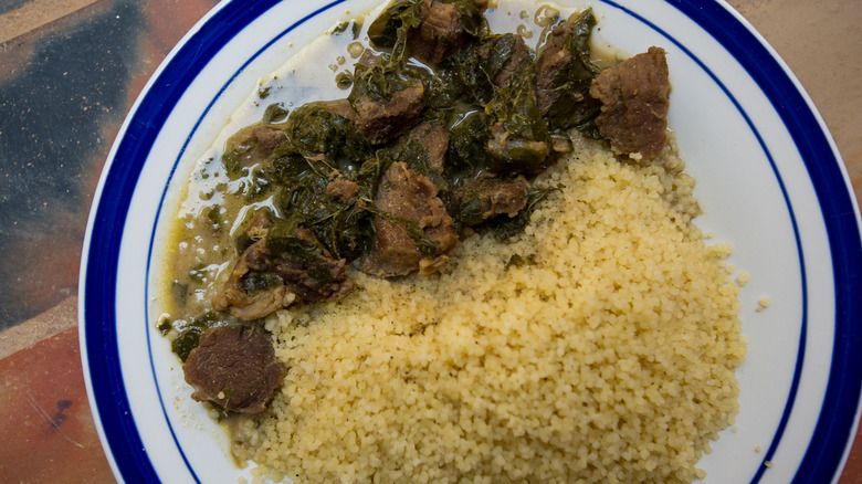 Dish with camel meat and rice