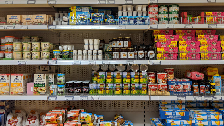 canned foods on a shelf