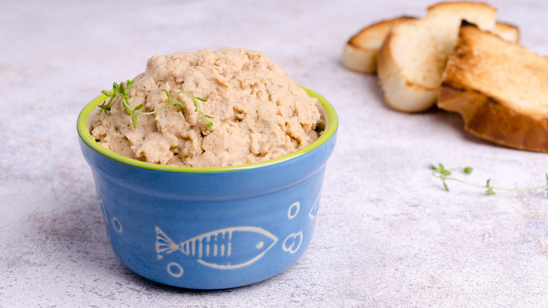 Fish paté in a serving bowl