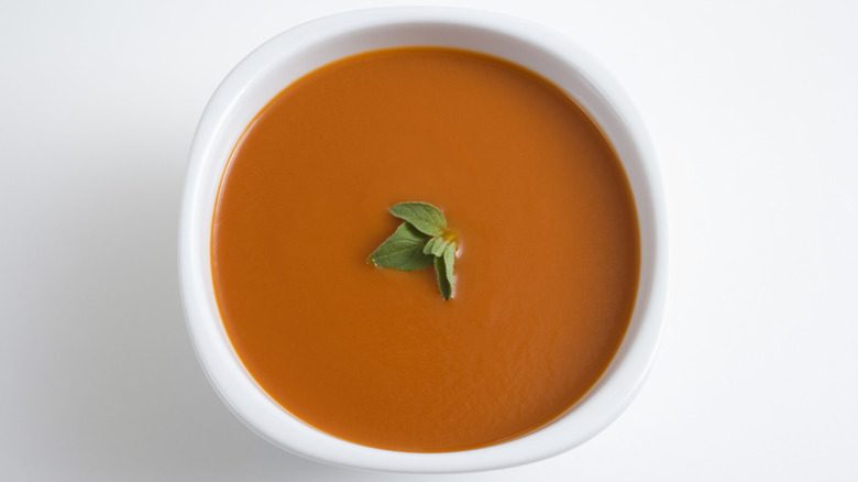 Tomato soup in a bowl