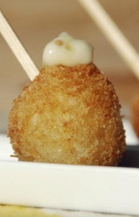 Maine Lobster and avocado terrine, key lime mayo and crispy plaintain fritters is one of the dishes at Carmen at the Danforth.