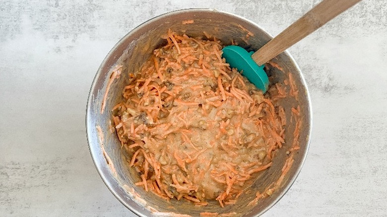 carrot cake batter in bowl 