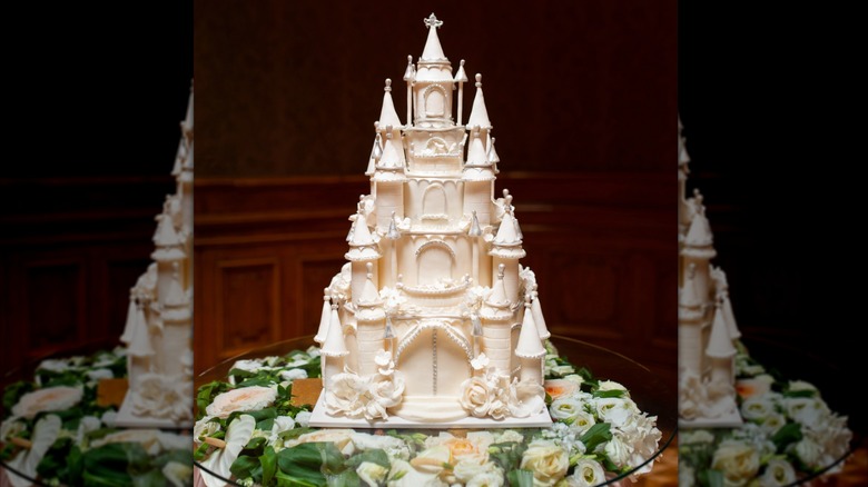 elaborate castle made of cake