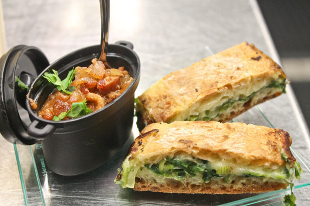 Smoked Sausage Chili with Caramelized Onion and Aged Cheddar Panini