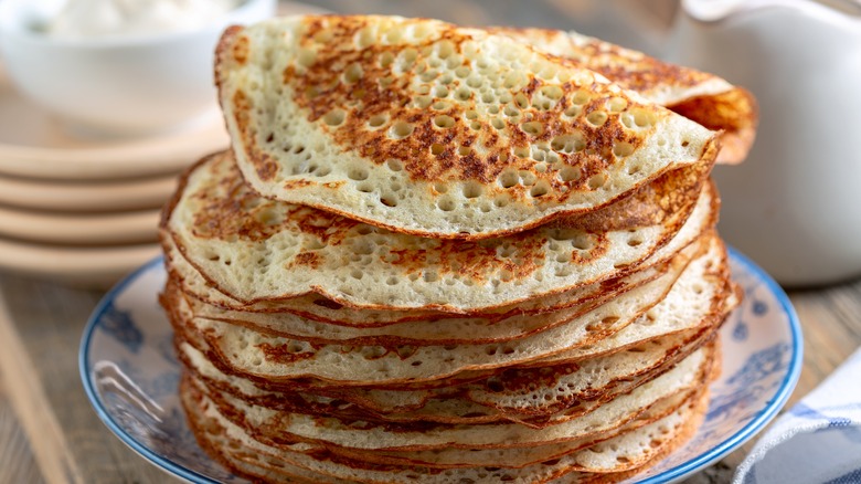 pile of pancakes on a plate