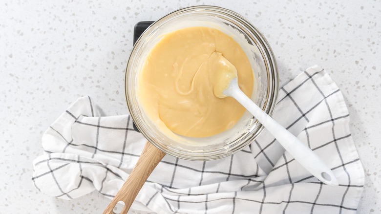 Melting white chocolate in a double boiler
