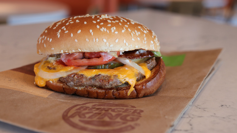 A Burger King Bacon and Cheese Whopper