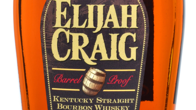 Close-up of Elijah Craig barrel proof label