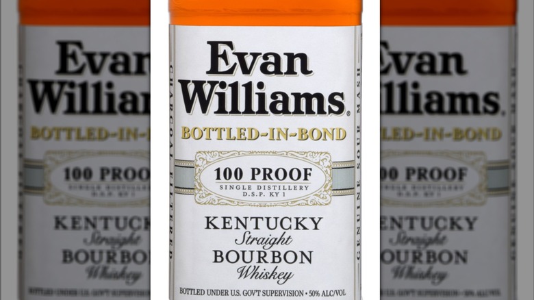 Evan Williams bottled-in-bond bottle on white background