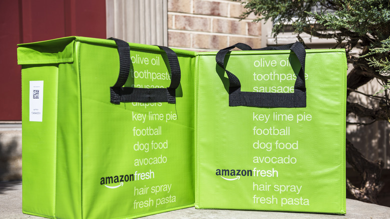 Green Amazon Fresh delivery grocery bags