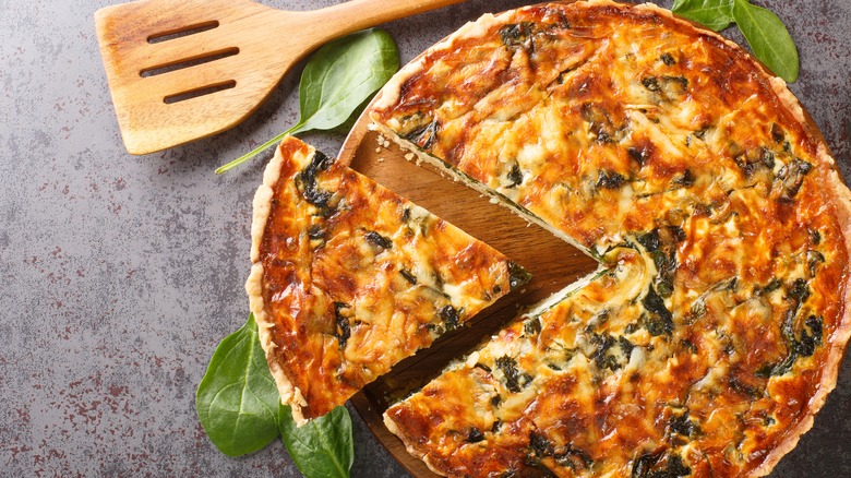 Quiche on grey background