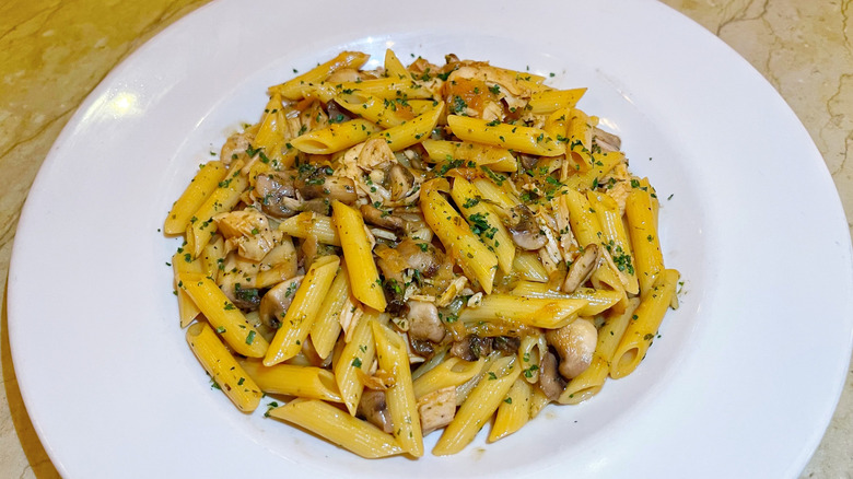 A bowl of pasta da Vinci from The Cheesecake Factory
