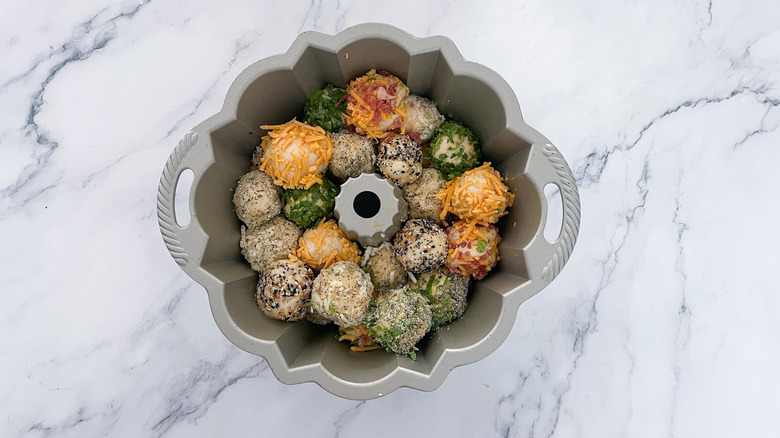 unbaked monkey bread in pan 
