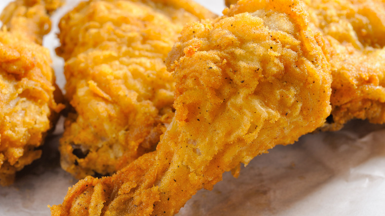 closeup of fried chicken
