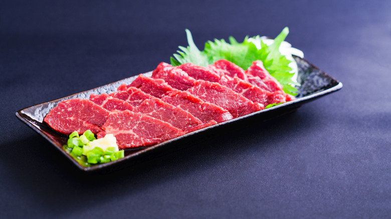 horse meat prepared basashi-style