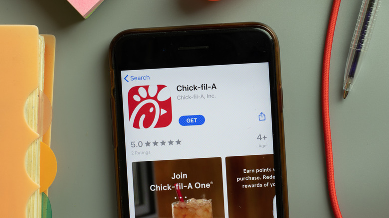 The Chick-fil-A app on a phone
