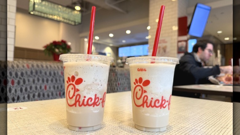 Chick-fil-A frosted sodas on a table