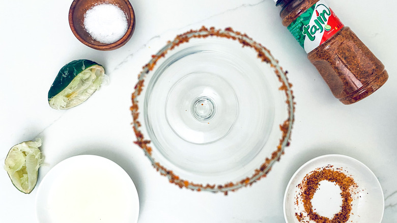 spices on rim of glass