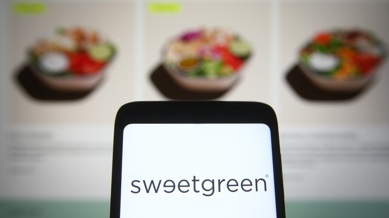 sweetgreen logo with menu items