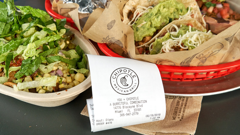 Chipotle dishes with receipt