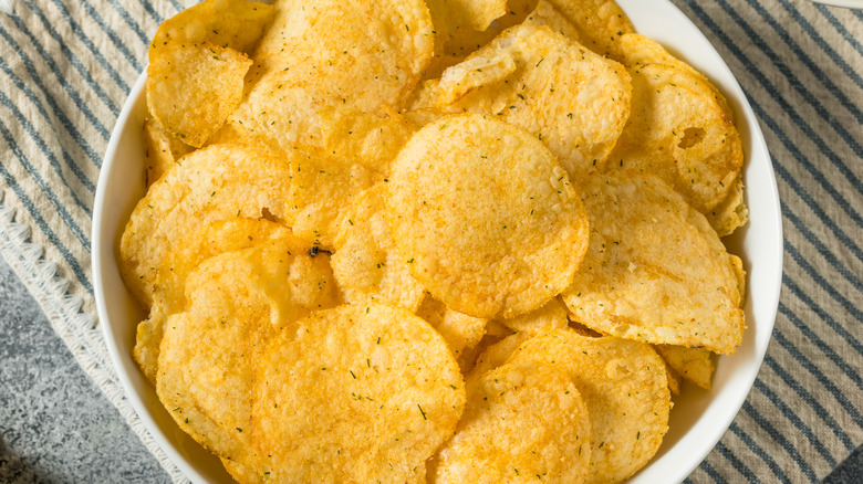 Homemade pickle potato chips