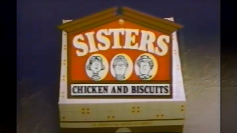 An image from an old advertisement for Sisters Chicken and Biscuits