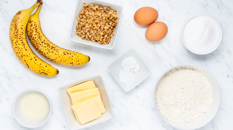 ingredients for banana walnut bread