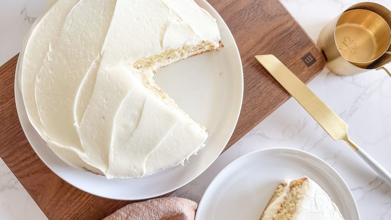 classic vanilla buttermilk cake sliced
