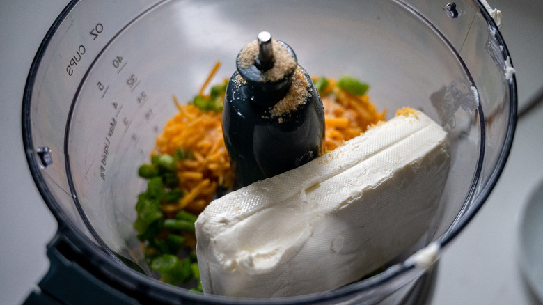 cream cheese block in food processor