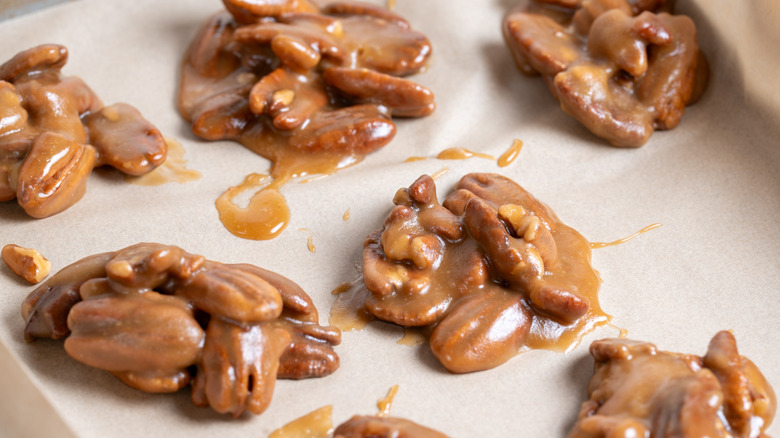 Pecan Pralines on parchment paper