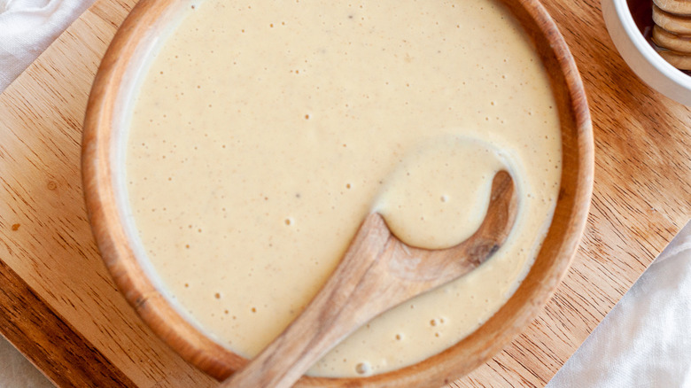 honey mustard sauce with spoon