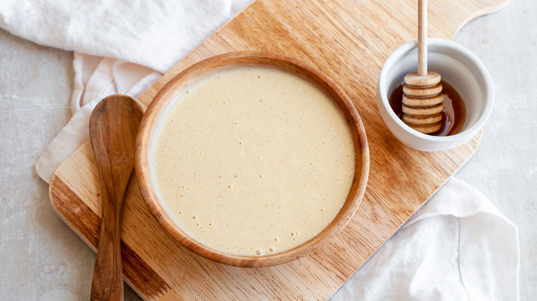 Honey mustard with spoon