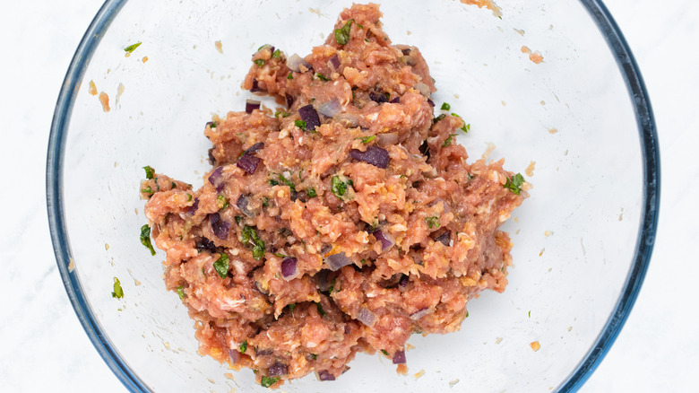 turkey burger meat in bowl