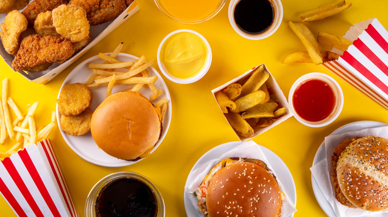 A selection of classic American fast food