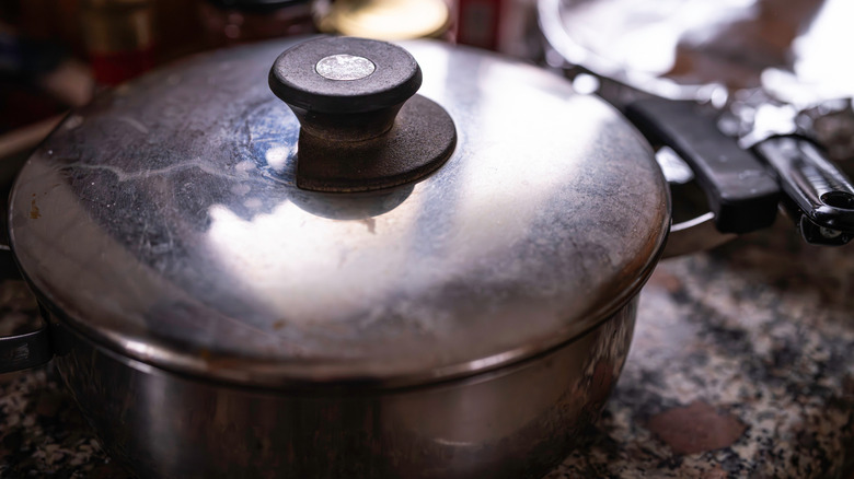 pot lid on pot in kitchen