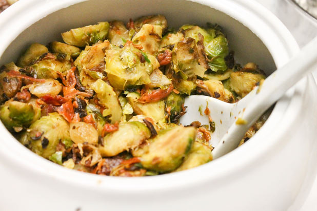 Brussels Sprouts with Pearl Onions, Mushrooms, and Crispy Prosciutto Recipe