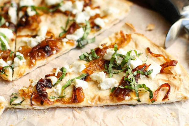 Garnish with Lemon — Flatbread with Goat Cheese and Caramelized Onions