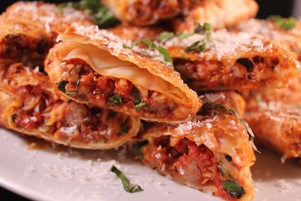 Delicious Dishings — Sausage Pizza Egg Rolls
