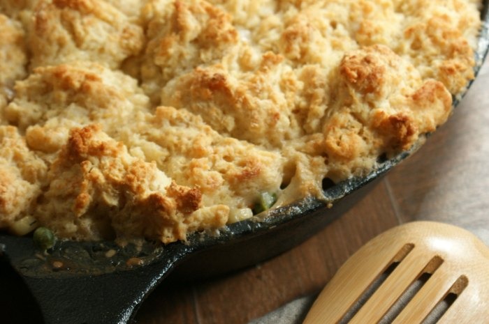 Skillet Chicken Pot Pie with Biscuit Crust