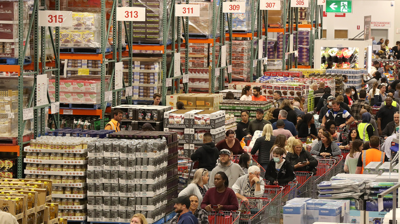 Crowded Costco aisles