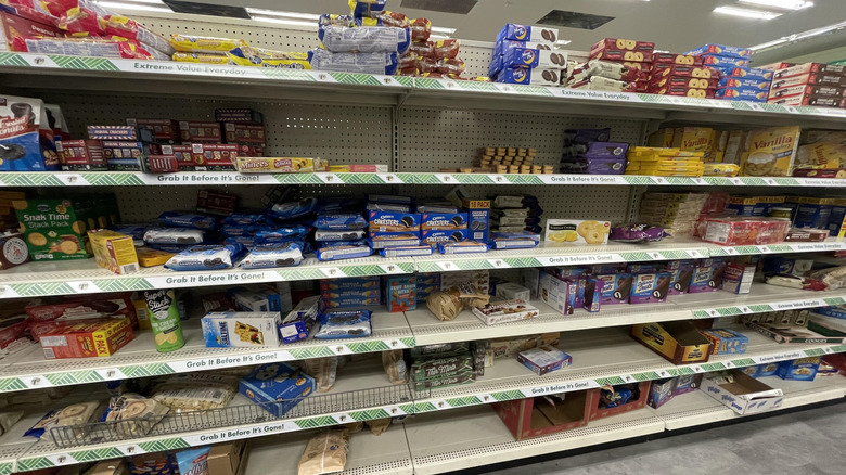 Dollar Tree snack shelves