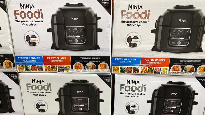 Boxes of Ninja Foodi stacked on top of each other
